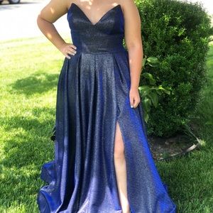 Long Blue Silver Dress